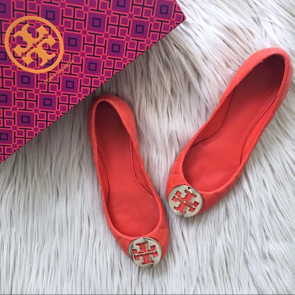 Tory Burch Shoes - TORY BURCH | Poppy Red & Gold Quinn Ballet Flats